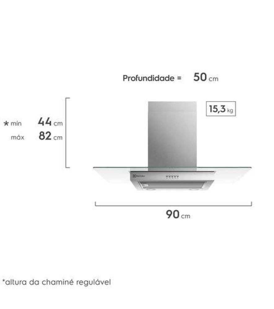 Coifa de Parede Electrolux 90cm com Luz de Led Efficient (CE9VX)