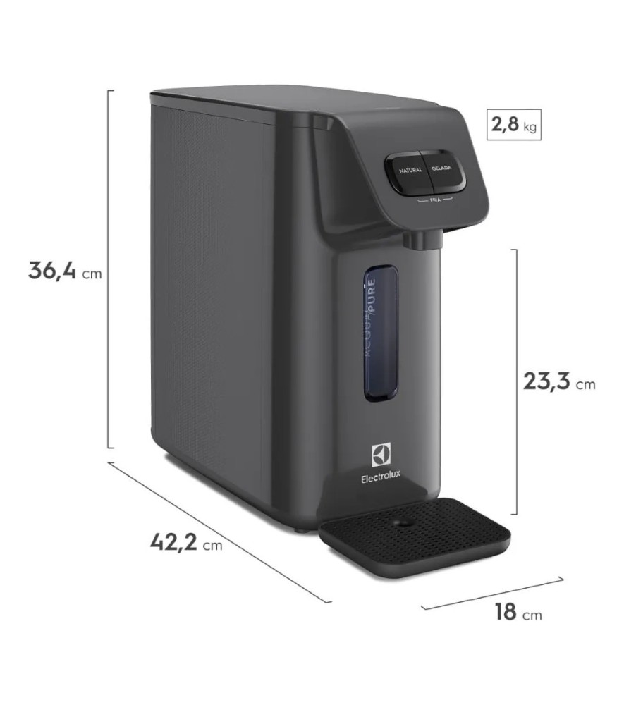 Purificador Electrolux Eletrônico Compacto Efficient Painel Mecânico Bivolt Preto PE15P - Bivolt
